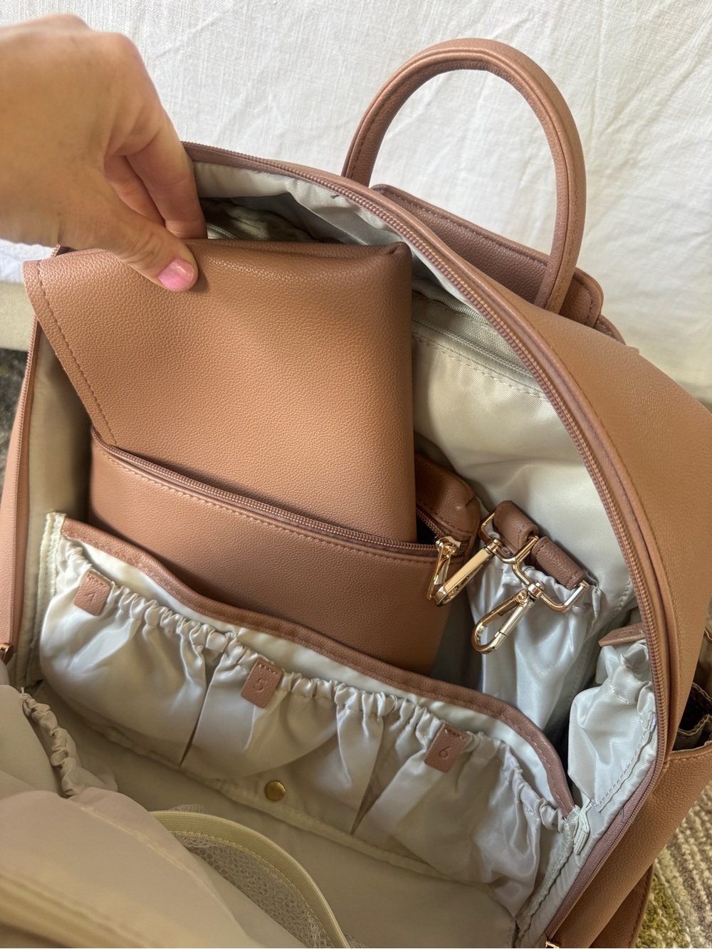 Ayla & Co the ayla diaper bag vegan leather backpack in caffe - Picture 6 of 9
